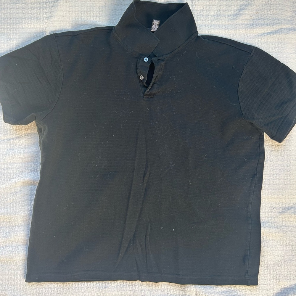 Alfani Black Ribbed Polo Shirt - XXL